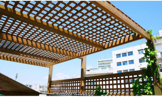 Trellis De Grădină Pentru Cățărare (6x6) Din Lemn Cu Design În Grilă Pătrat Bej 120x180cm