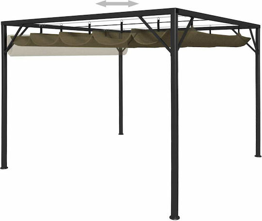 Garden Pergola from Metallic with Ceiling in Beige Colour 300x300x230cm