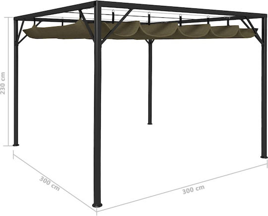 Garden Pergola from Metallic with Ceiling in Beige Colour 300x300x230cm