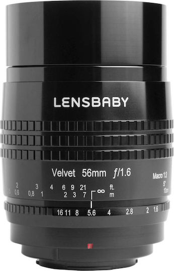 Lensbaby Пълен кадър Фотообектив Velvet 56 Стандартен / Macro за Фуджифилм Икс Монтаж Черен