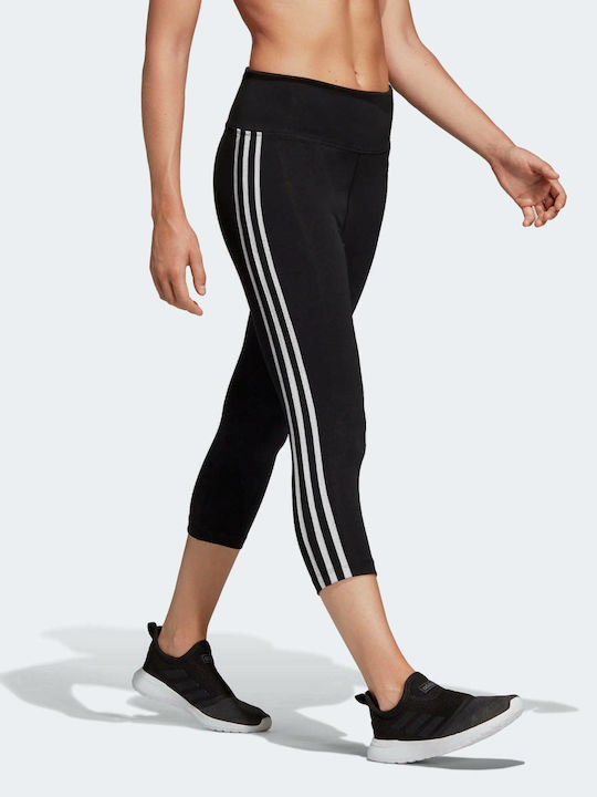 Adidas Design 2 Move 3 Stripes 3/4 Training Γυναικείο Cropped Κολάν Μαύρο