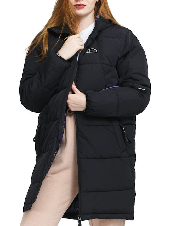 Tyene Lang Damen Puffer Jacke für Winter Schwarz