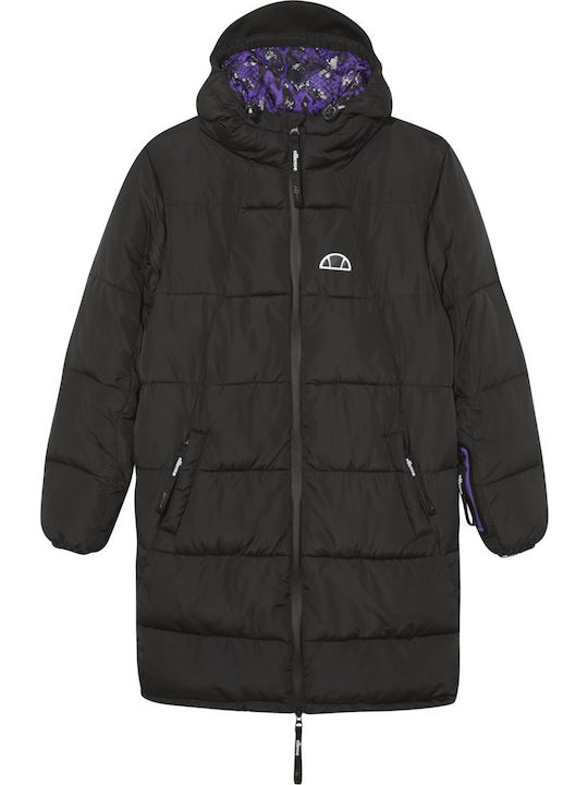 Tyene Lang Damen Puffer Jacke für Winter Schwarz