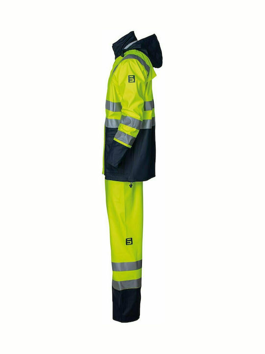 STOP 140166 Wasserdicht und Winddicht Herren Arbeitsanzug mit reflektierenden Bändern Gelb
