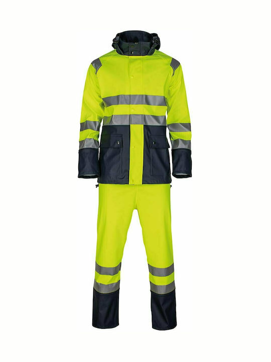 STOP 140166 Wasserdicht und Winddicht Herren Arbeitsanzug mit reflektierenden Bändern Gelb