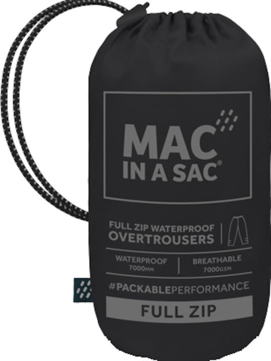 MAC In a Sac Full Zip Αδιάβροχο και Αντιανεμικό Ανδρικό Παντελόνι Εργασίας Μαύρο
