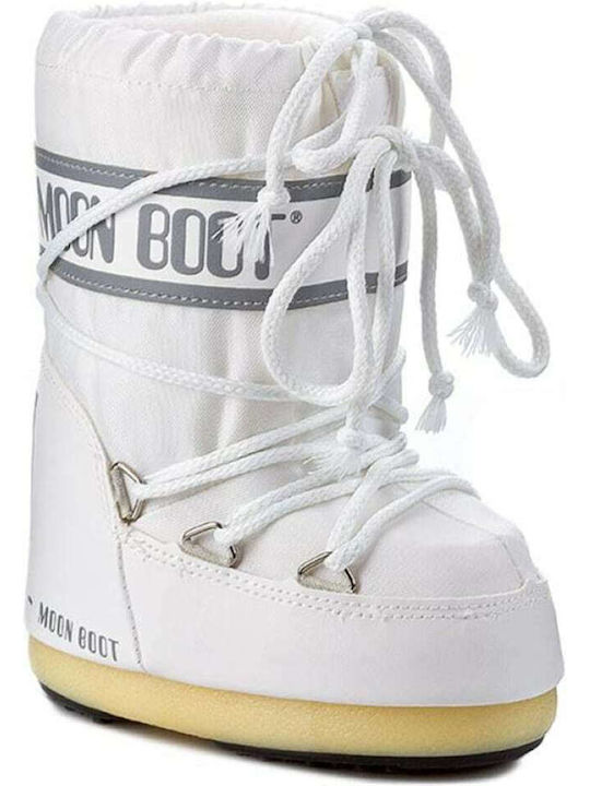 Icon Nylon Γυναικείες Μπότες Χιονιού με Γούνα Λευκές