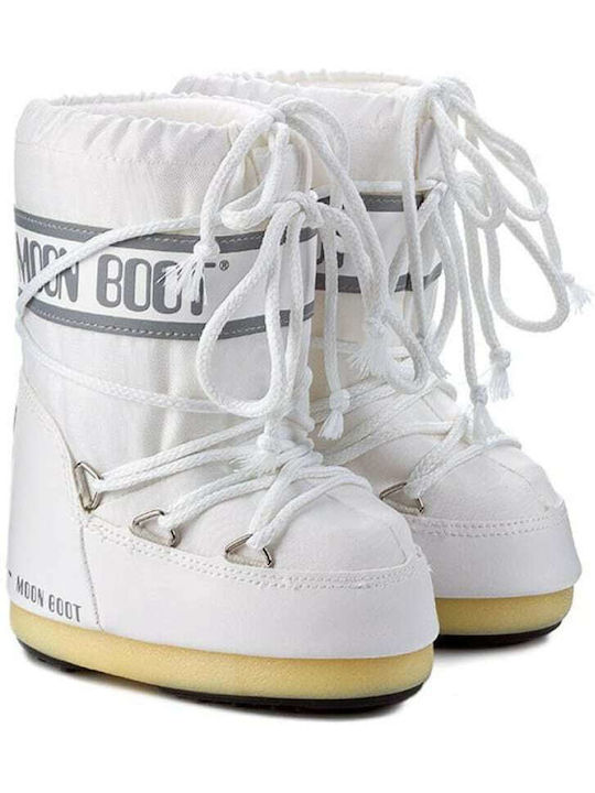 Icon Nylon Γυναικείες Μπότες Χιονιού με Γούνα Λευκές