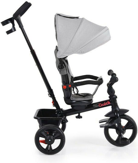 Byox Kids Tricycle Bike Quick Foldable Convertible with Parental Handle and Sunshade for 1.5+ Years Gray