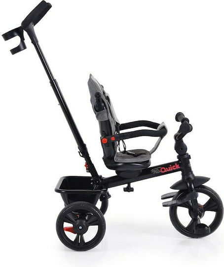 Byox Kids Tricycle Bike Quick Foldable Convertible with Parental Handle and Sunshade for 1.5+ Years Gray