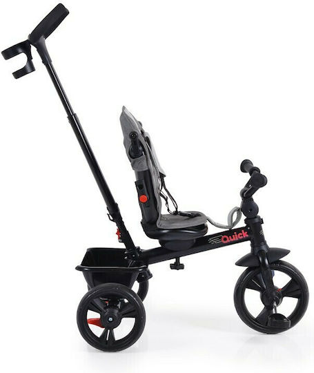 Byox Kids Tricycle Bike Quick Foldable Convertible with Parental Handle and Sunshade for 1.5+ Years Gray