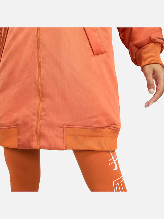 Μακρύ Γυναικείο Bomber Jacket Πορτοκαλί