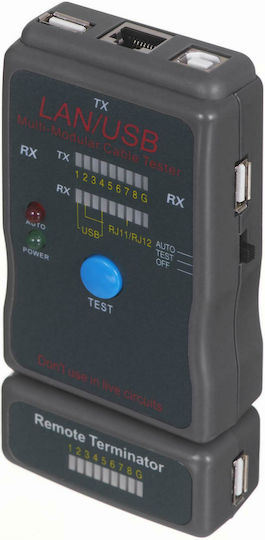 Cablexpert ST-072-01-000514 Tester Καλωδίων Δικτύου USB / RJ11 / RJ12
