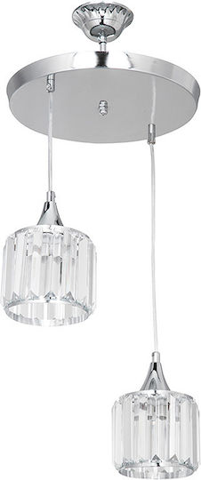 Pakketo PWL-1025 Pendant Light Silver with Crystals for Socket E27 30x70cm
