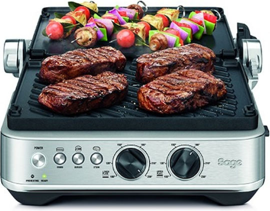 Sage BBQ & Press Grill Τοστιέρα Γκριλιέρα με Αποσπώμενες Κεραμικές Πλάκες 1800W Inox