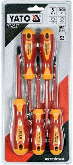 Yato Set 5 Electrician VDE 1000V Screwdrivers with 5 Interchangeable Tips