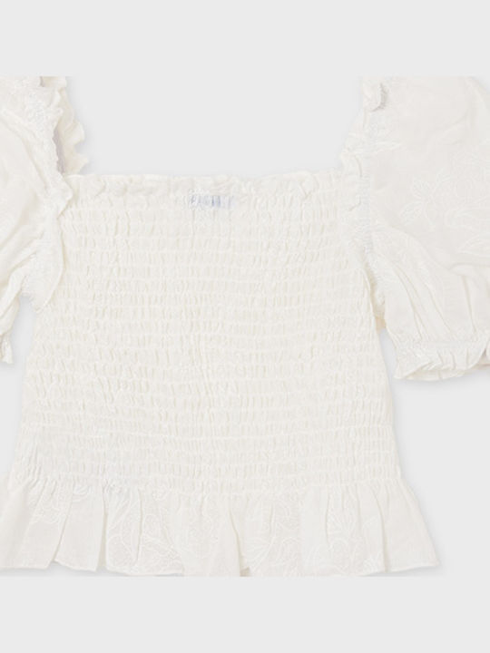 Kinderbluse Kurzarm Weiß