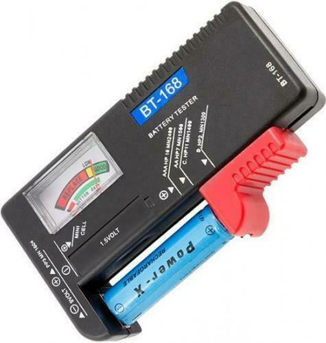Analog Battery Tester with Battery Size Adjustment Lever