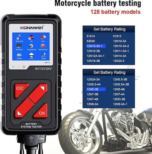 Konnwei Battery Analysis Tester KW710 Digital Battery Tester with Crocodile Clips KW710