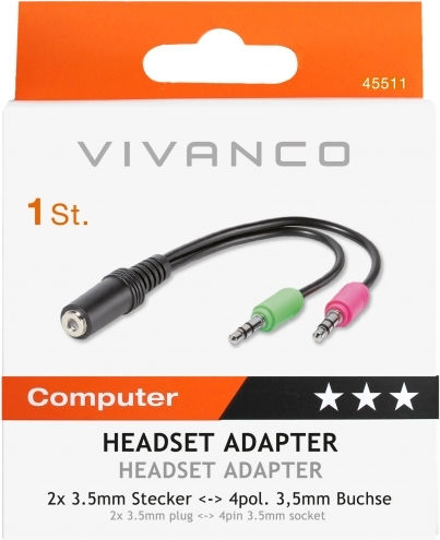 Vivanco Converter 3.5mm female to 3.5mm male 1pcs 45511