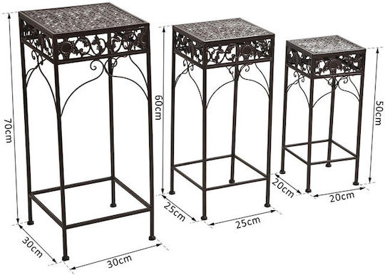 Outsunny Suporturi de plante Metalice Negre 30bucx30bucx70buccm. 3buc