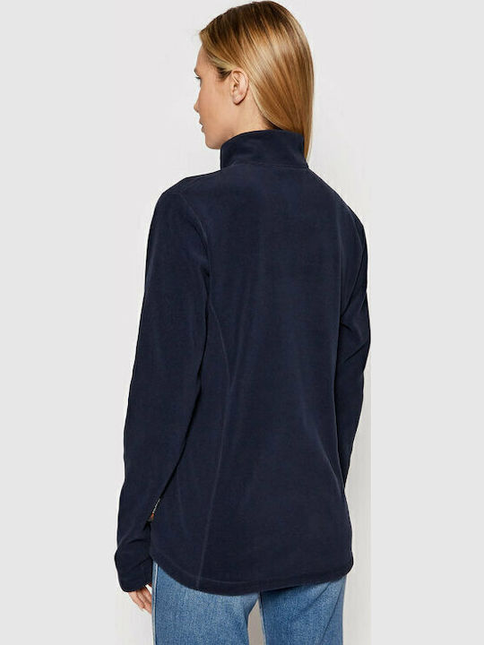 Daybreaker Winter Women's Fleece Blouse Hiking Long Sleeve with Zipper Navy Blue