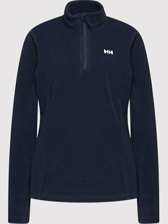 Daybreaker Winter Women's Fleece Blouse Hiking Long Sleeve with Zipper Navy Blue
