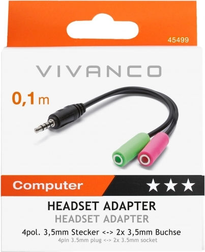 Vivanco Convertor 3.5mm masculin în 3.5mm 2x femelă 1buc 45499