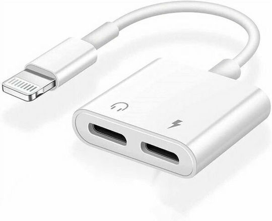 QIHANG Μ08 Converter Lightning female to 3.5mm / Lightning female White 1pcs