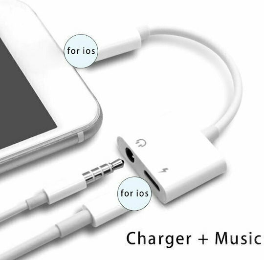 QIHANG Μ08 Converter Lightning female to 3.5mm / Lightning female White 1pcs