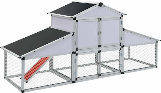vidaXL Aluminum Poultry Coop 2-Level L2.58 x W0.74 x H1.17m with Corridors and Ovulation Box