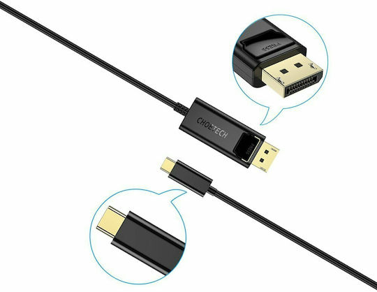 Choetech XCP-1801 USB 2.0 Video Cable USB-C male - DisplayPort Μαύρο 1.8m XCP1801