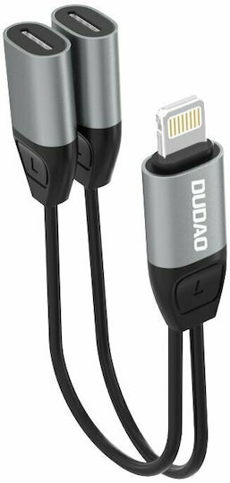 Dudao L17i Конвертор Lightning мъжки към 3.5mm / Lightning женски Сив 1бр