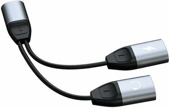 Dudao L17i Конвертор Lightning мъжки към 3.5mm / Lightning женски Сив 1бр