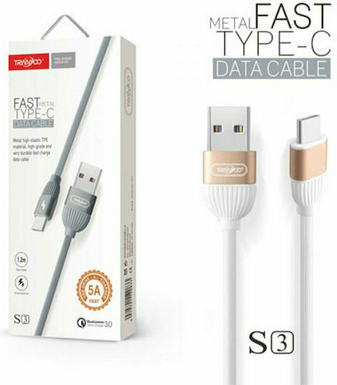 Tranyoo S3 USB 2.0 Cable USB-C male - USB-A Λευκό 1.2m