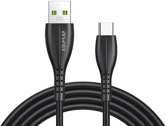 Awei CL-115T USB 2.0 Cable USB-C male - USB-A Μαύρο 1m AW-CL-115T