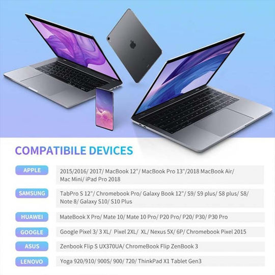Ugreen US261 Braided USB 2.0 Cable USB-C male - USB-C 60W PD Μαύρο 1m 50150