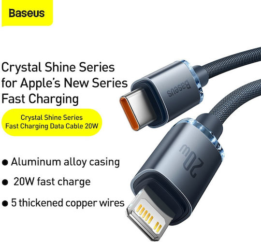 Baseus Crystal Shine Braided USB-C to Lightning Cable 20W Black 1.2m (CAJY000201)