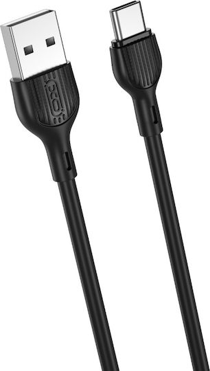 XO NB200 USB 2.0 Cable USB-C male - USB-A Μαύρο 1m 16.005.0138