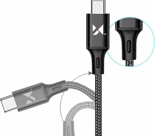 Wozinsky Braided USB 2.0 Cable USB-C male - USB-A Μαύρο 1m WUC-C1B
