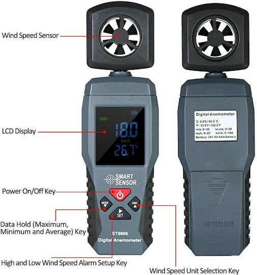 Smart Sensors ST9606 Wind Gauge with Sensor 0,3~30m/s