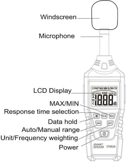 Smart Sensors ST6824 Decibel Meter 30-130dB