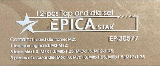 Epica Star EP-30597 Tap & Die Sets with Tap Wrench 12pcs