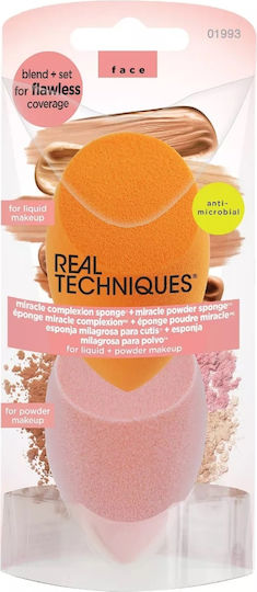 Real Techniques Synthetic Make Up Sponge Set for Foundation Miracle Complexion & Miracle Powder 2pcs