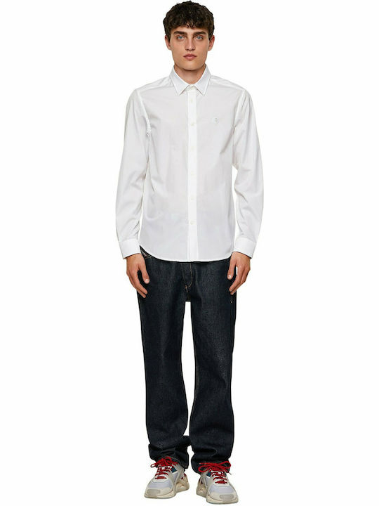 S Bill Long-sleeved Cotton Shirt White