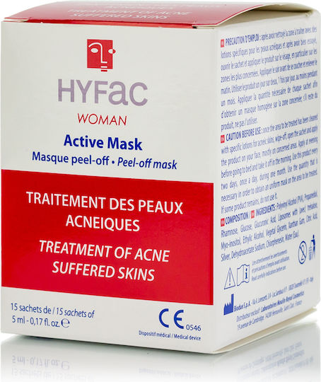 Bailleul Laboratoires Hyfac Woman Active Peel-Off Mască Faciala pentru Exfoliere 15buc 5ml