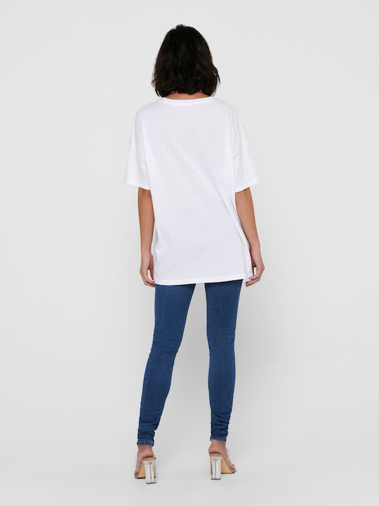 Only Oversized Γυναικείο T-shirt Λευκό