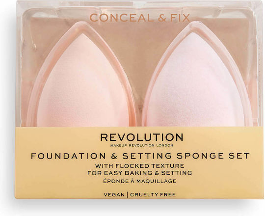 Revolution Beauty Set Profesional cu Bureței de Machiaj pentru Fundație Conceal & Fix Setting 2 Bucăți