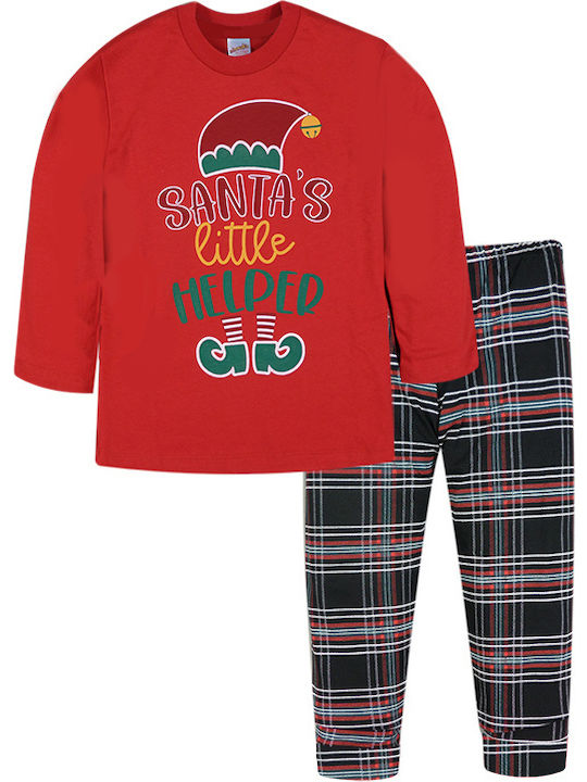 Minerva Παιδική Πιτζάμα Χειμωνιάτικη Κόκκινη Xmas Elf