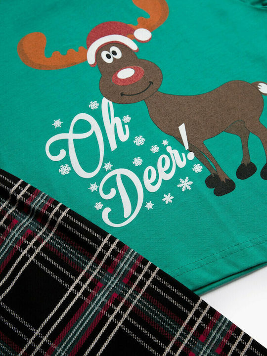 Minerva Παιδική Πιτζάμα Χειμωνιάτικη Πράσινη Oh Deer